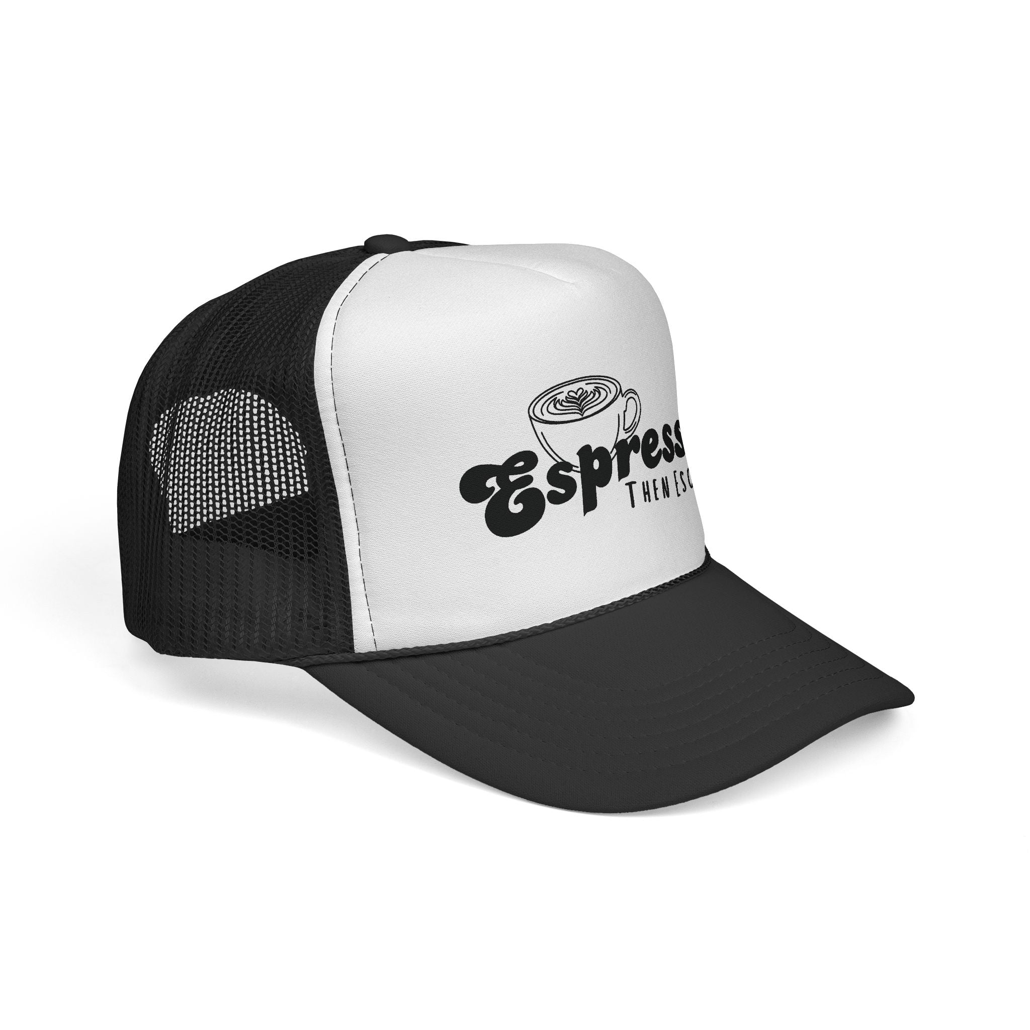 Espresso Then Escrow™ Trucker Hat | White Front