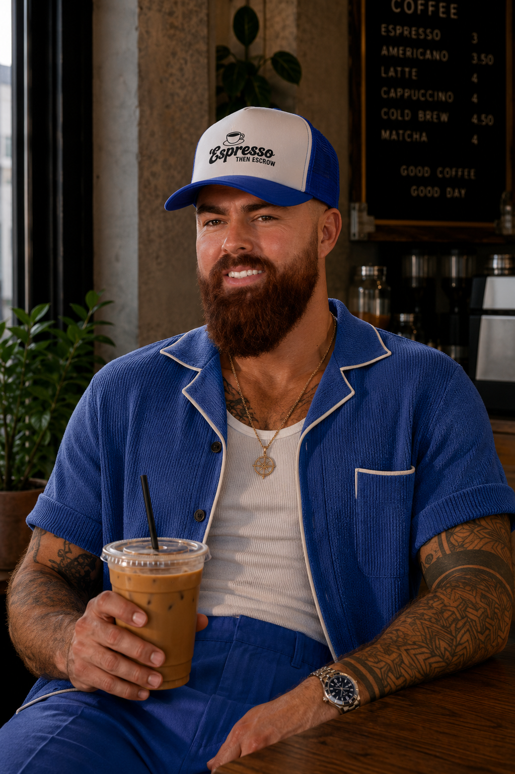 Espresso Then Escrow™ Trucker Hat | White Front