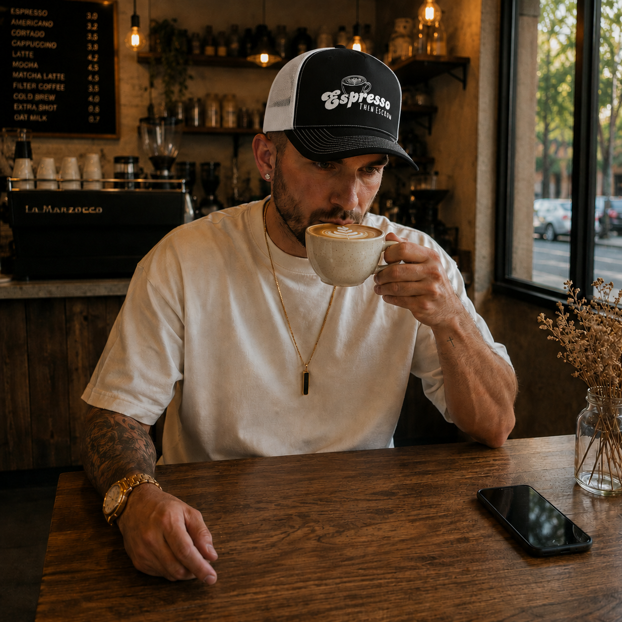 Espresso Then Escrow™ Snapback Hat | PREMIUM