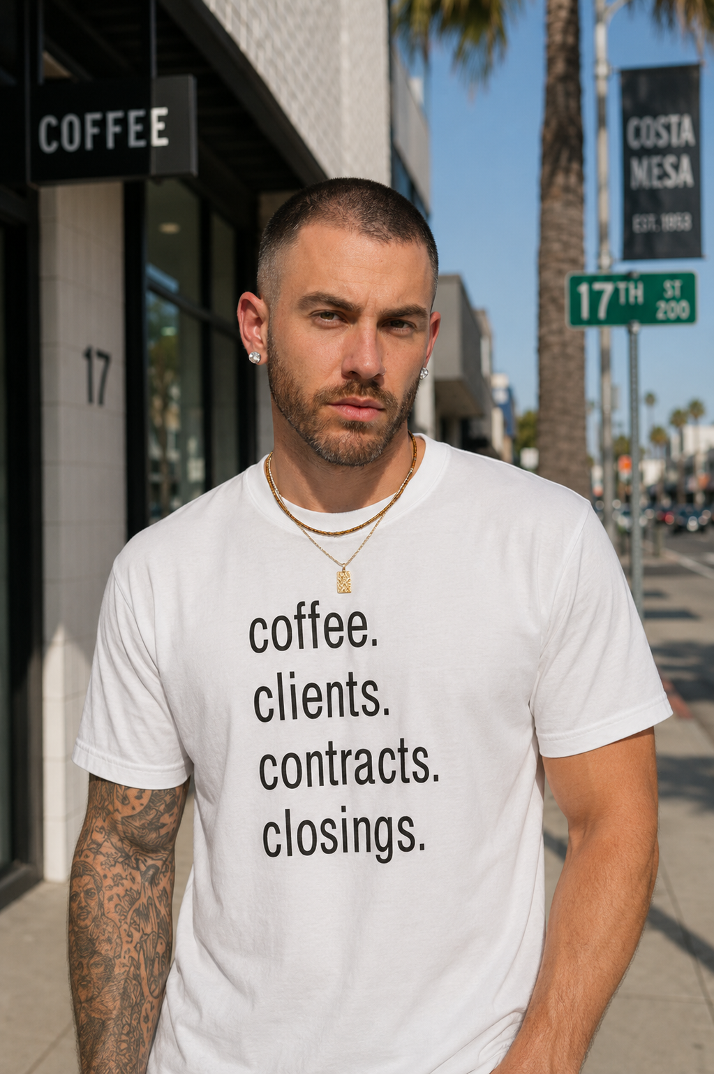 Coffee. Clients. Contracts. Closings. Black Font Unisex T Shirt