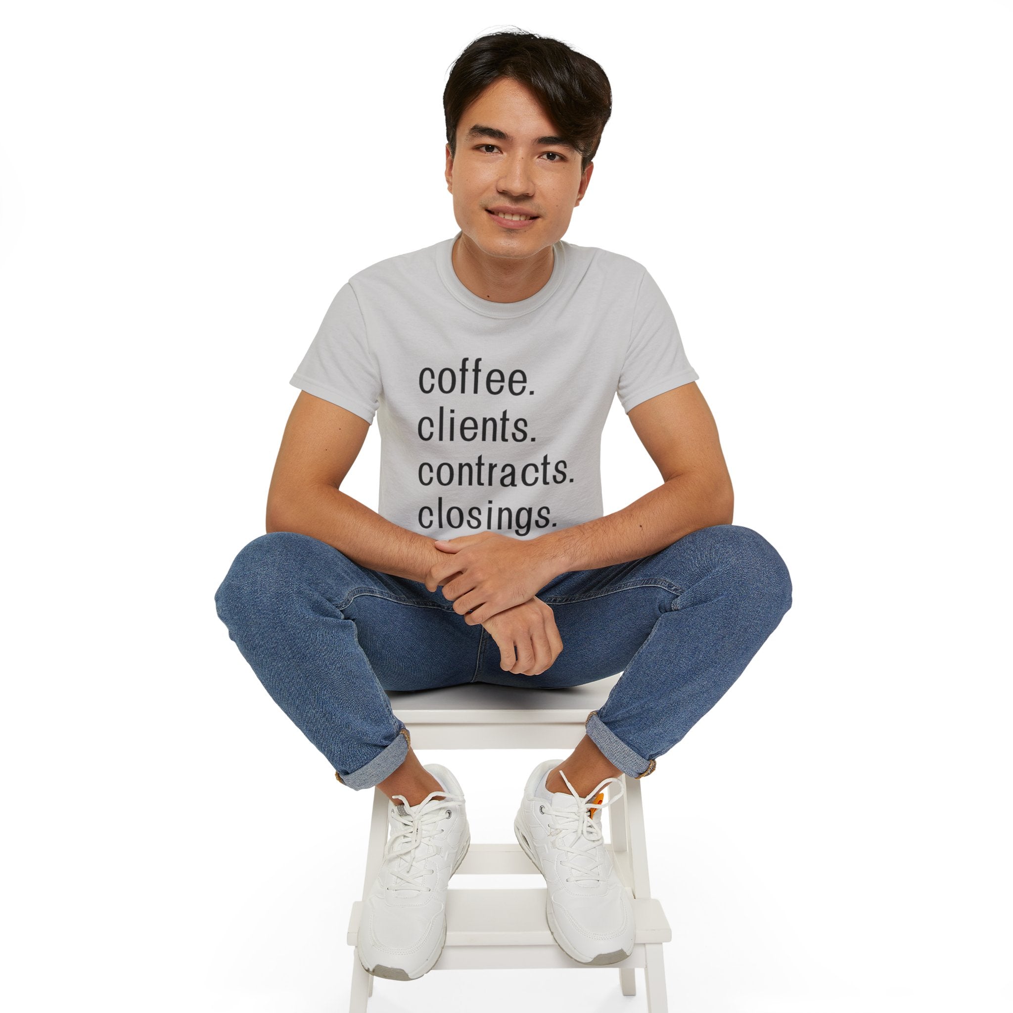 Coffee. Clients. Contracts. Closings. Black Font Unisex T Shirt