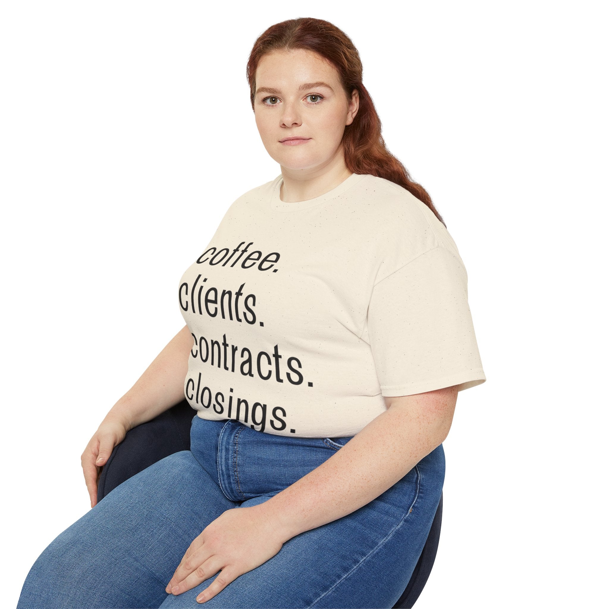 Coffee. Clients. Contracts. Closings. Black Font Unisex T Shirt