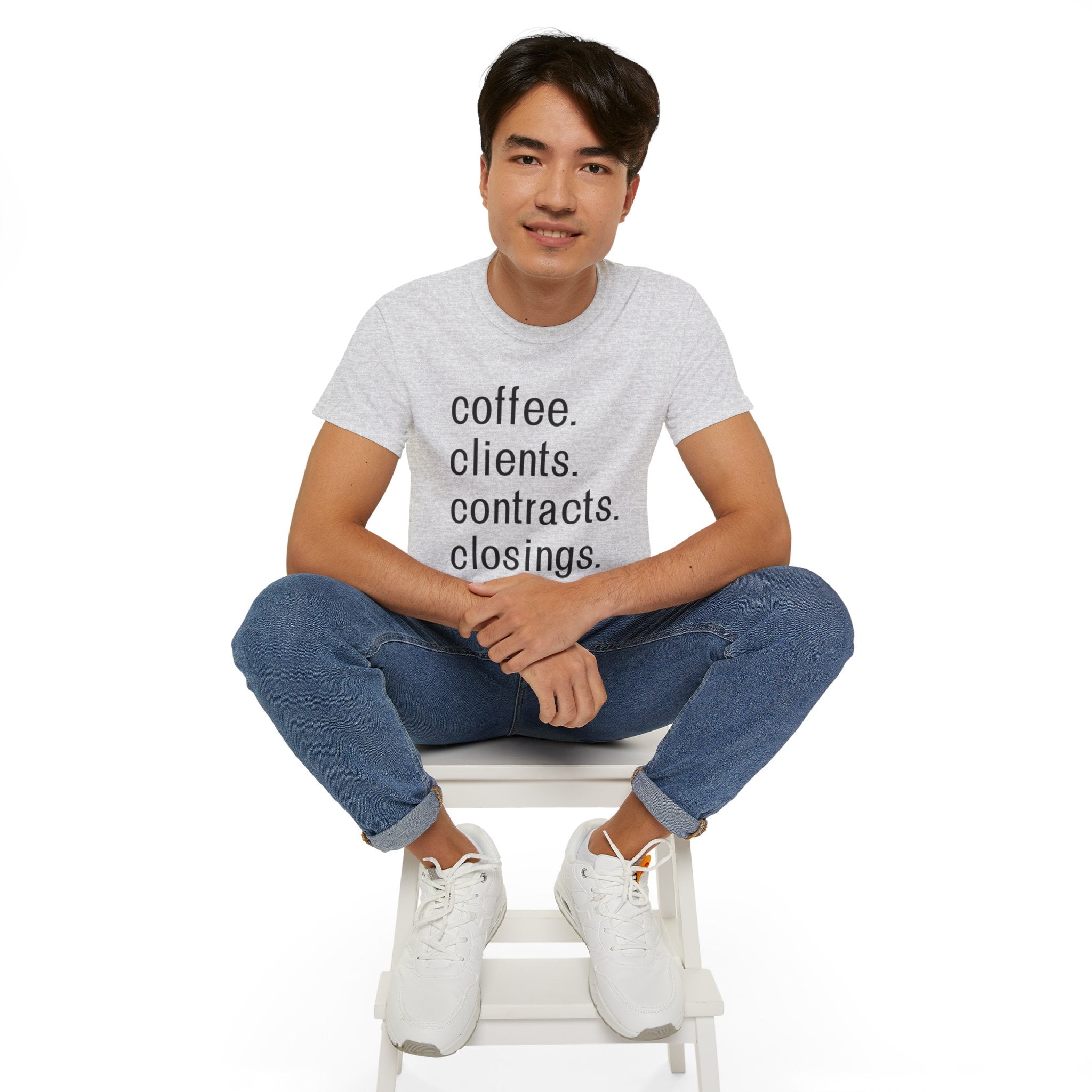 Coffee. Clients. Contracts. Closings. Black Font Unisex T Shirt