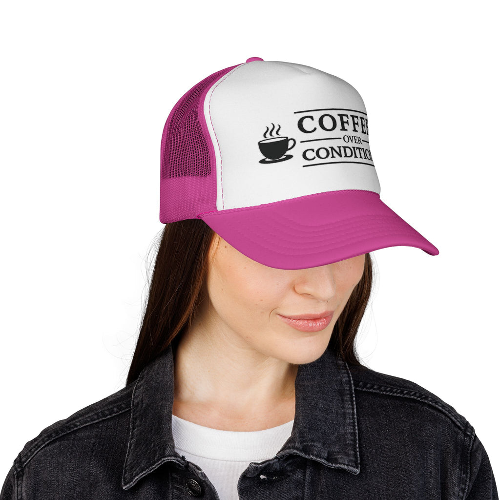 Coffee Over Conditions™ Trucker Hat | White Front