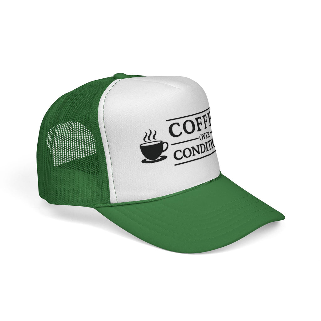 Coffee Over Conditions™ Trucker Hat | White Front